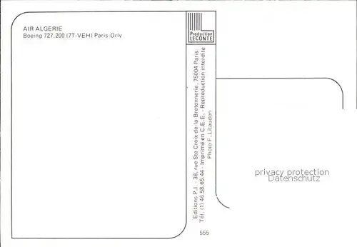 Flugzeuge Zivil Air Algerie Boeing 727 200 7T VEH  Kat. Airplanes Avions