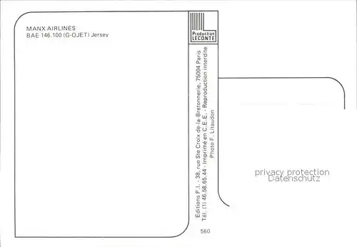 Flugzeuge Zivil Manx Airlines BAe 146 100 G OJET Kat. Airplanes Avions