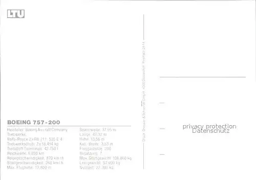 Flugzeuge Zivil LTU Boeing 757 200 Kat. Airplanes Avions