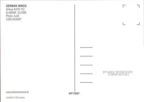 Flugzeuge Zivil German Wings Airbus 319 112 D AKNM Cn1089 Kat. Airplanes Avions