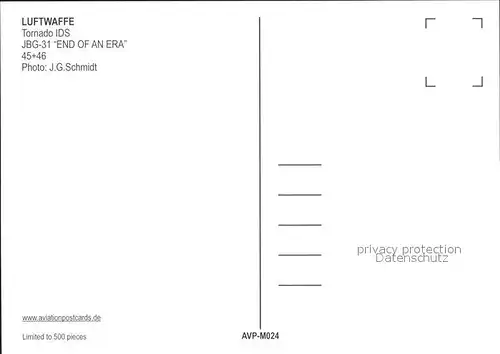 Luftwaffe Tornado IDS JBG 31 End of an Era 45+46 Kat. Militaria
