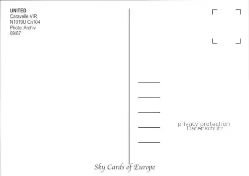 Flugzeuge Zivil United Caravelle VIR N1019U Cn104 Kat. Airplanes Avions