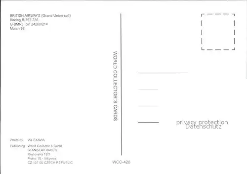 Flugzeuge Zivil British Airways Grand Union col. Boeing 757 236 G BMRJ Kat. Airplanes Avions