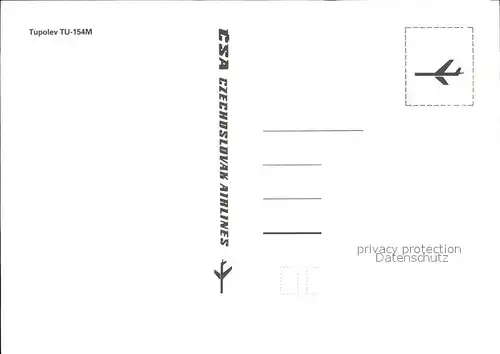 Flugzeuge Zivil CSA Czechoslovak Airlines Tupolev TU 154M  Kat. Airplanes Avions
