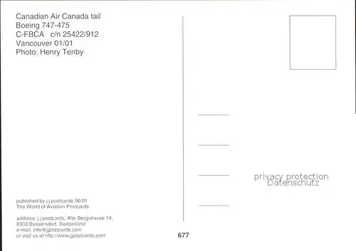 Flugzeuge Zivil Canadian Air Boeing 747 475 C FBCA c n 25422 912 Kat. Airplanes Avions