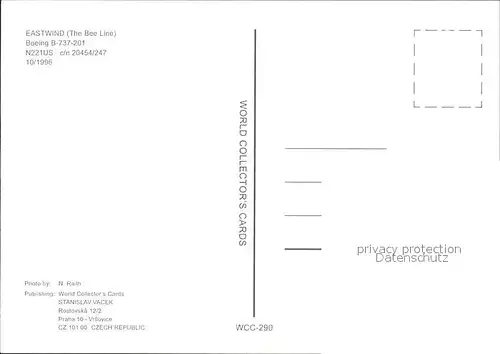 Flugzeuge Zivil Eastwind Boeing 737 201 N221US c n 20454 247 Kat. Airplanes Avions