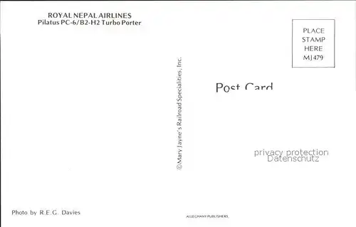 Flugzeuge Zivil Royal Nepal Airlines Pilatus PC 6 B2 H2 Turbo Porter  Kat. Airplanes Avions