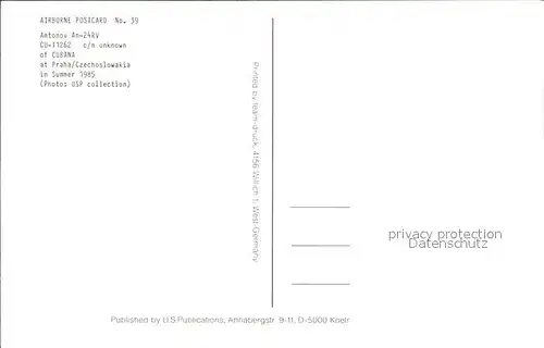 Flugzeuge Zivil Cubana Antonov An 24RV CU T1262  Kat. Airplanes Avions