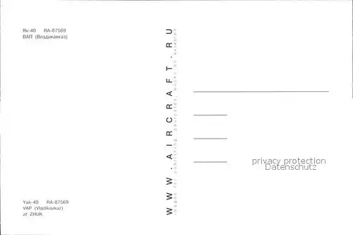 Flugzeuge Zivil VAP Vladikavkaz Yak 40 RA 87569  Kat. Airplanes Avions