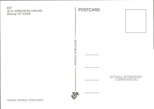 Flugzeuge Zivil Alia Jordanian Airline Boeing 747 2D3B Kat. Airplanes Avions