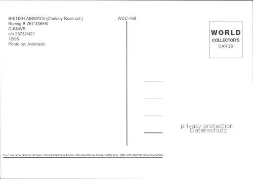 Flugzeuge Zivil British Airways Boeing 767 336ER G BNWR c n 25732 421 Kat. Airplanes Avions