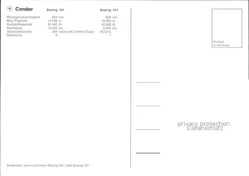 Flugzeuge Zivil Condor Boeing 767 Boeing 757 Kat. Airplanes Avions