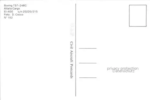 Flugzeuge Zivil Alitalia Cargo Boeing 737 248C EI ASE c n 20220 215 Kat. Airplanes Avions