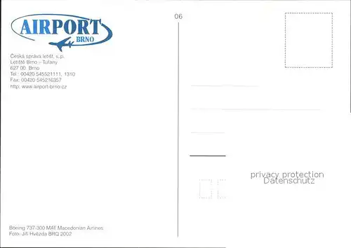 Flugzeuge Zivil MAT Macedonian Airlines Boeing 737 300 Airport Brno Kat. Airplanes Avions