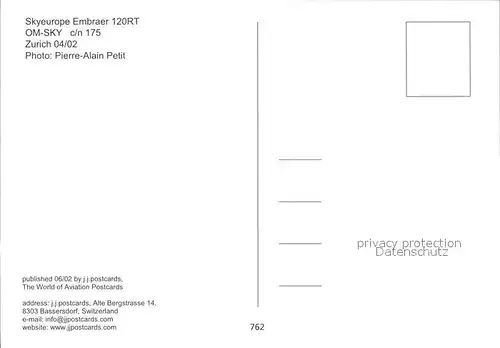 Flugzeuge Zivil Skyeurope Embraer 120RT OM SKY c n 175 Kat. Airplanes Avions