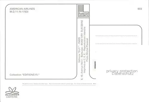 Flugzeuge Zivil American Airlines MD 11 N 1753 Kat. Airplanes Avions
