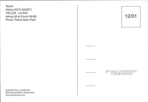 Flugzeuge Zivil Tarom Airbus A310 325 YR LCB c n 644 Kat. Airplanes Avions