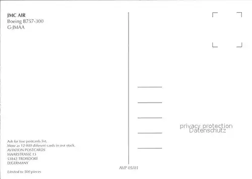 Flugzeuge Zivil JMC Air Boeing B757 300 G JMAA  Kat. Airplanes Avions