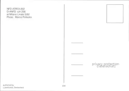 Flugzeuge Zivil NFD ATR72 202 D ANFD c n 256  Kat. Airplanes Avions