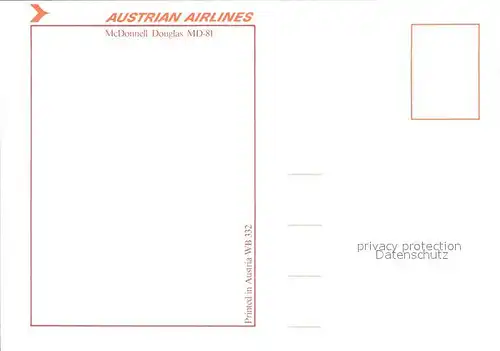 Flugzeuge Zivil Austrian Airlines McDonnell Douglas MD 81 Kat. Airplanes Avions