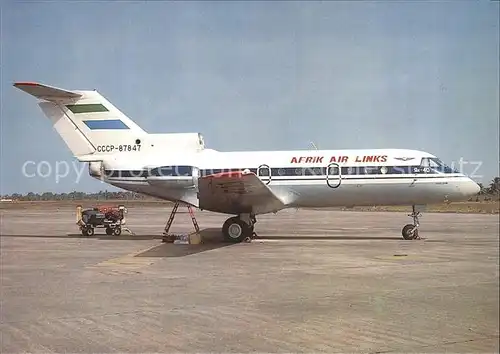 Flugzeuge Zivil Afrik Air Links YAK40 CCCP 87847 c n 9551630 Kat. Airplanes Avions