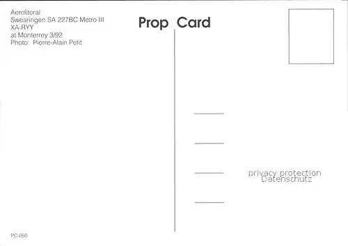 Flugzeuge Zivil Aerolitoral Swearingen SA 227BC Metro III XA RYY  Kat. Airplanes Avions