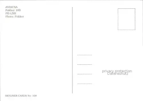 Flugzeuge Zivil Aviacsa Fokker 100 PH LNH  Kat. Airplanes Avions