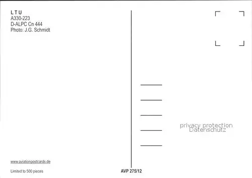 Flugzeuge Zivil LTU A330 223 D ALPC Cn 444 Kat. Airplanes Avions
