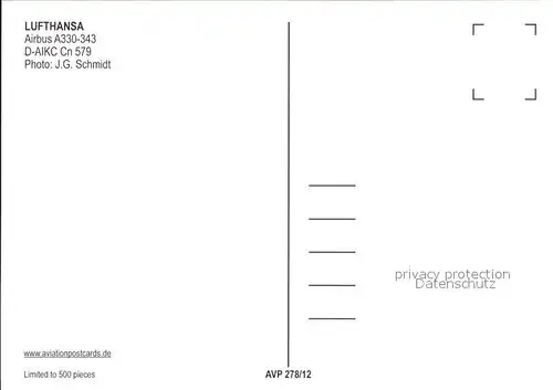Lufthansa Airbus A330 343 D AIKC Cn 579 Kat. Flug