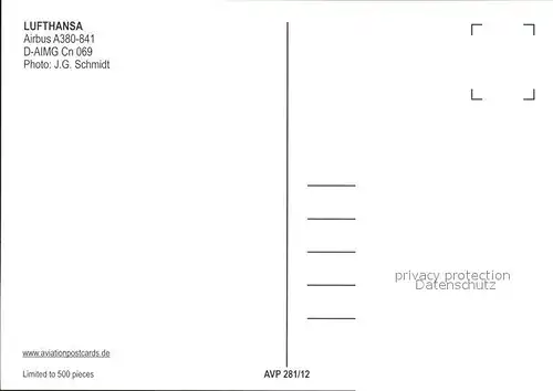 Lufthansa Airbus A380 841 D AIMG Cn 069 Kat. Flug