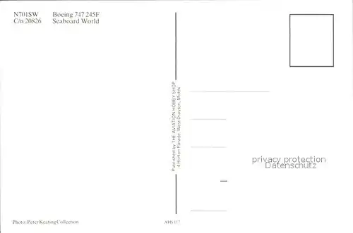 Flugzeuge Zivil Seabord World Boeing 747 245F N701SW C n 20826 Kat. Airplanes Avions
