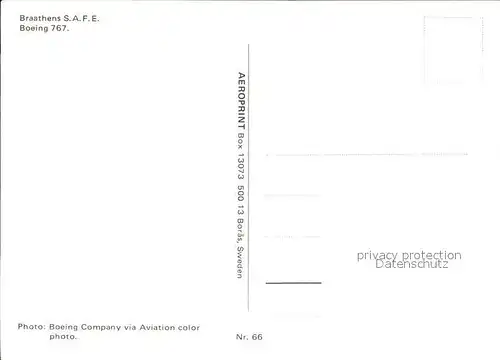 Flugzeuge Zivil Braathens S.A.F.E. Boeing 767 Kat. Airplanes Avions