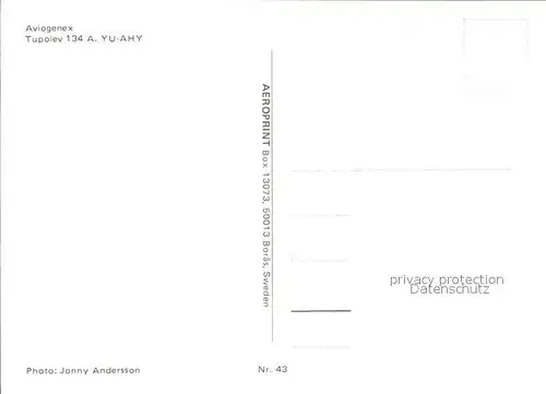 Flugzeuge Zivil Aviogenex Tupolev 134A YU AHY  Kat. Airplanes Avions