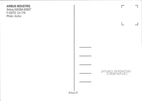 Flugzeuge Zivil Airbus Industrie A300B4 608ST F GSTD Cn 776 Kat. Airplanes Avions