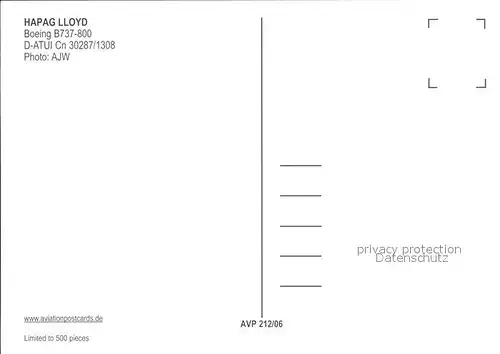 Flugzeuge Zivil Hapag Lloyd Boeing 737 800 D ATUI Cn 30287 1308 Kat. Airplanes Avions