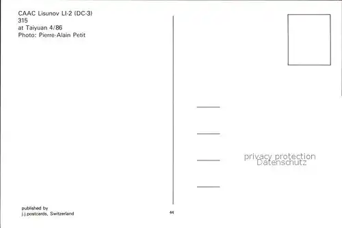Flugzeuge Zivil CAAC Lisunov LI 2 DC 3 315  Kat. Airplanes Avions