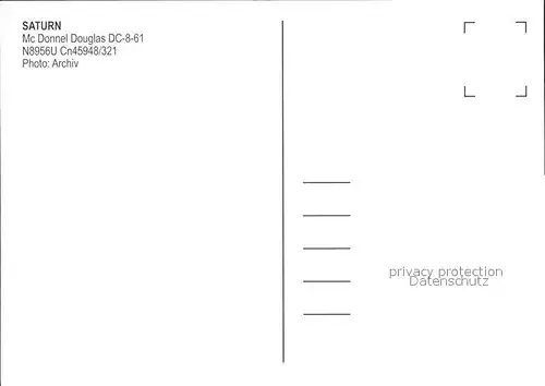 Flugzeuge Zivil Saturn McDonnell Douglas DC 8 61 N8956U Cn 45948 321 Kat. Airplanes Avions