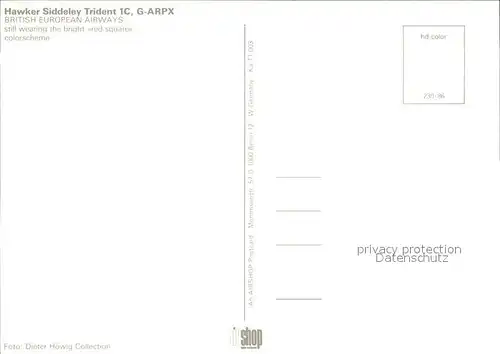 Flugzeuge Zivil British European Airways Hawker Siddeley Trident 1C G ARPX  Kat. Airplanes Avions