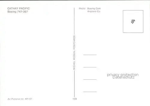 Flugzeuge Zivil Cathay Pacific Boeing 747 367 Kat. Airplanes Avions