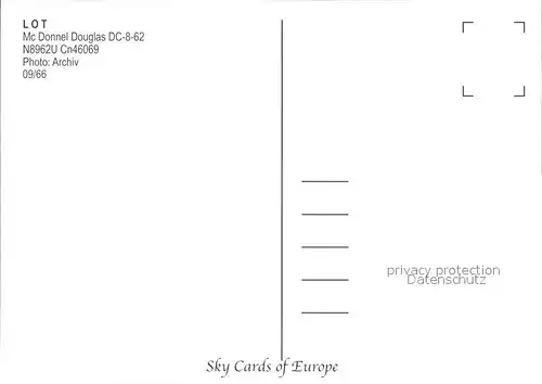 Flugzeuge Zivil LOT McDonnell Douglas DC 8 62 N8962U Cn 46069 Kat. Airplanes Avions