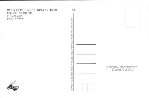 Flugzeuge Zivil Beechcraft Super King Air B200 OK JKB c n BB 501 Kat. Airplanes Avions