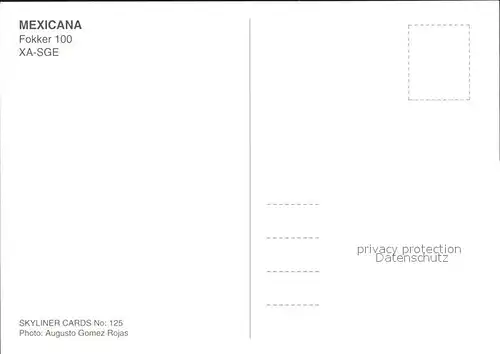 Flugzeuge Zivil Mexicana Fokker 100 XA SGE  Kat. Airplanes Avions