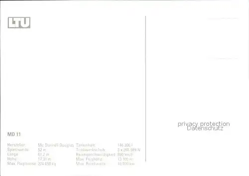 Flugzeuge Zivil LTU MD 11  Kat. Airplanes Avions