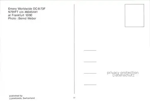 Flugzeuge Zivil Emery Worldwide DC 8 73F N791FT c n 46045 441 Kat. Airplanes Avions