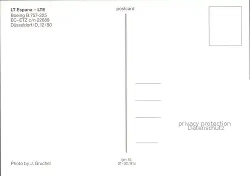 Flugzeuge Zivil LT Espana LTE Boeing 757 225 EC ETZ c n 22689 Kat. Airplanes Avions