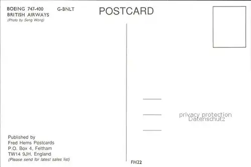 Flugzeuge Zivil British Airways Boeing 747 400 G BNLT  Kat. Airplanes Avions