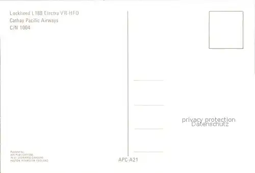 Flugzeuge Zivil Cathay Pacific Airways Lockheed L 188 Electra VR HFO c n 1004 Kat. Airplanes Avions