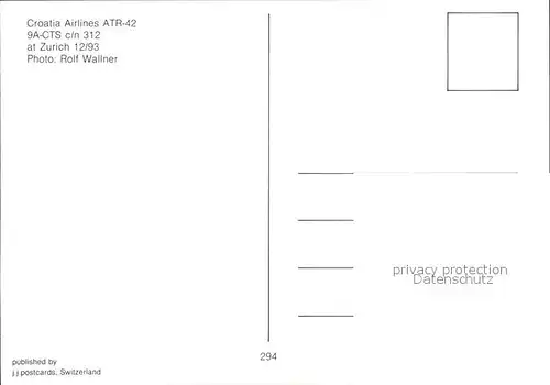 Flugzeuge Zivil Croatia Airlines ATR 42 9A CTS c n 312 Kat. Airplanes Avions
