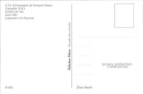 Flugzeuge Zivil CTA Caravelle 10 B3 TZ ADS C N 184 Kat. Airplanes Avions