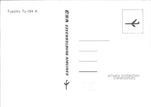 Flugzeuge Zivil CSA Czechoslovak Airlines Tupolev Tu 134A Kat. Airplanes Avions